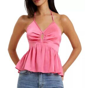 French Connection Rose Inu Satin Halter Top Size XS